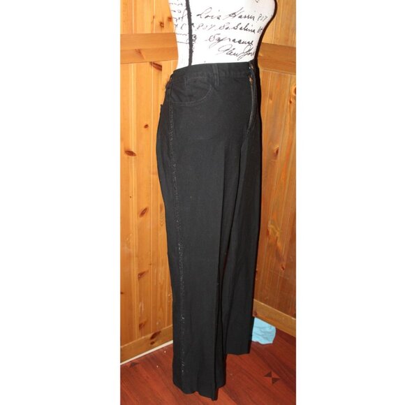 NYDJ Black Tuxedo Sequined Stripe Plus Size Dressy Flaired  Jeans Size 14 - Picture 2 of 10
